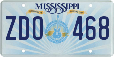 MS license plate ZDO468