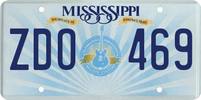 MS license plate ZDO469