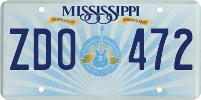MS license plate ZDO472