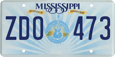 MS license plate ZDO473