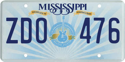 MS license plate ZDO476