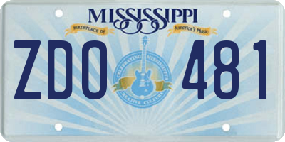 MS license plate ZDO481