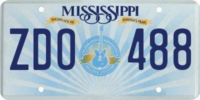 MS license plate ZDO488