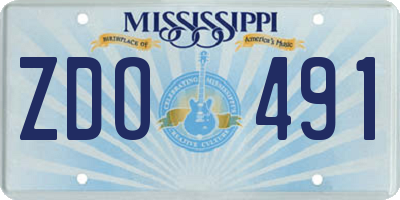 MS license plate ZDO491