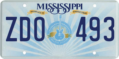 MS license plate ZDO493