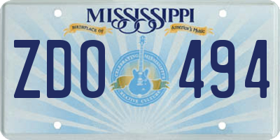MS license plate ZDO494