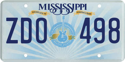 MS license plate ZDO498