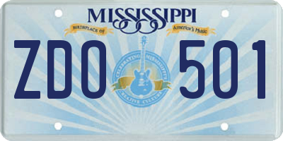 MS license plate ZDO501