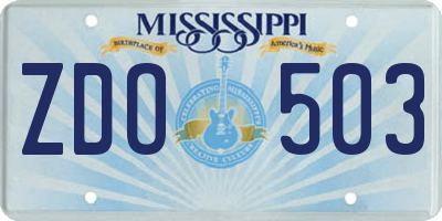 MS license plate ZDO503