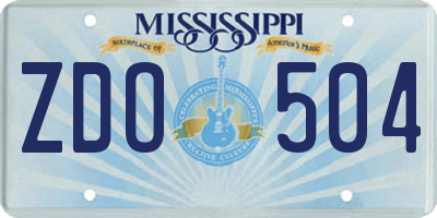 MS license plate ZDO504