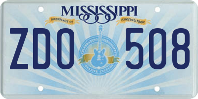 MS license plate ZDO508