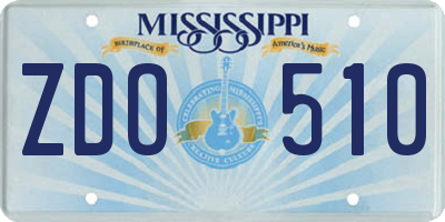 MS license plate ZDO510
