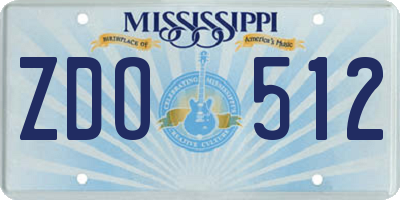 MS license plate ZDO512