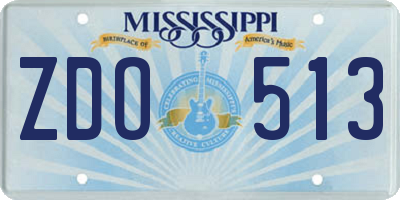 MS license plate ZDO513
