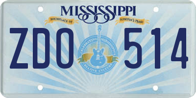MS license plate ZDO514