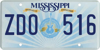 MS license plate ZDO516