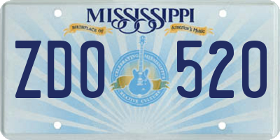 MS license plate ZDO520