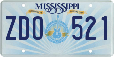 MS license plate ZDO521