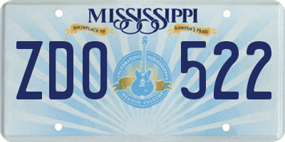 MS license plate ZDO522