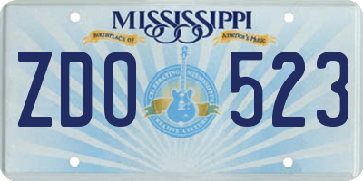 MS license plate ZDO523