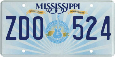 MS license plate ZDO524