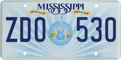 MS license plate ZDO530