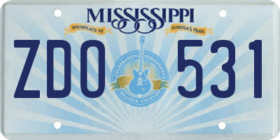 MS license plate ZDO531