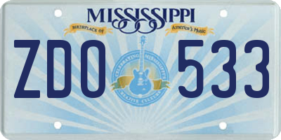 MS license plate ZDO533
