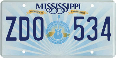 MS license plate ZDO534