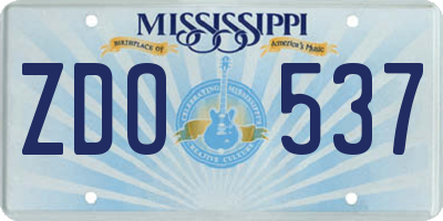 MS license plate ZDO537