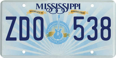 MS license plate ZDO538