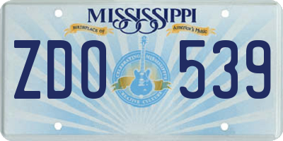 MS license plate ZDO539