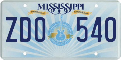 MS license plate ZDO540