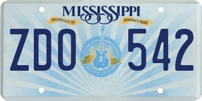 MS license plate ZDO542