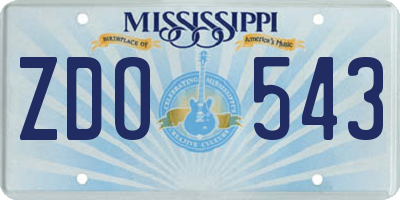 MS license plate ZDO543