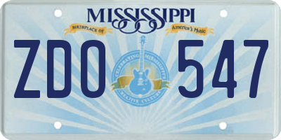 MS license plate ZDO547