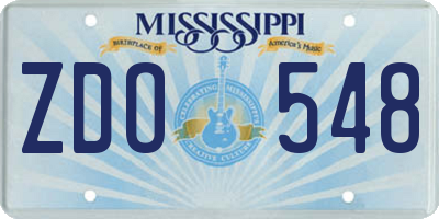 MS license plate ZDO548
