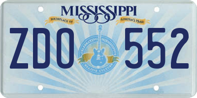 MS license plate ZDO552