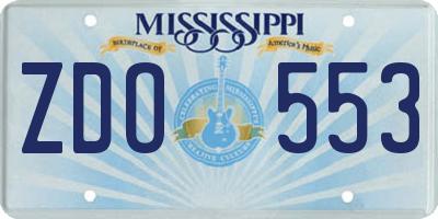 MS license plate ZDO553