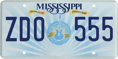 MS license plate ZDO555