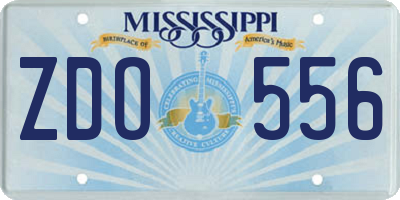 MS license plate ZDO556