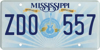 MS license plate ZDO557