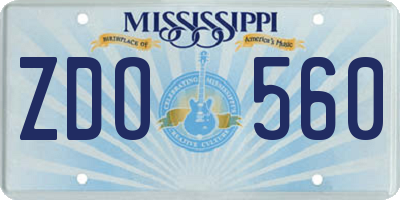 MS license plate ZDO560