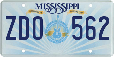 MS license plate ZDO562