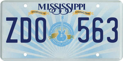 MS license plate ZDO563