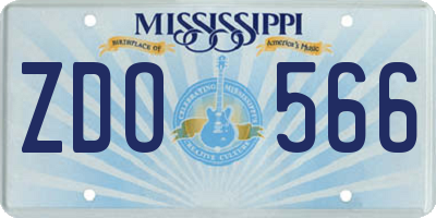 MS license plate ZDO566