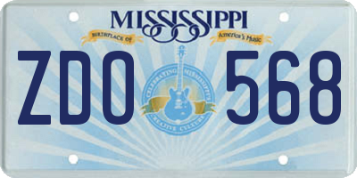 MS license plate ZDO568