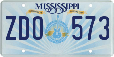 MS license plate ZDO573
