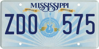 MS license plate ZDO575