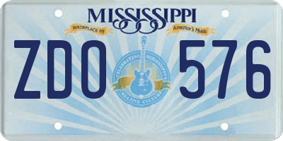 MS license plate ZDO576
